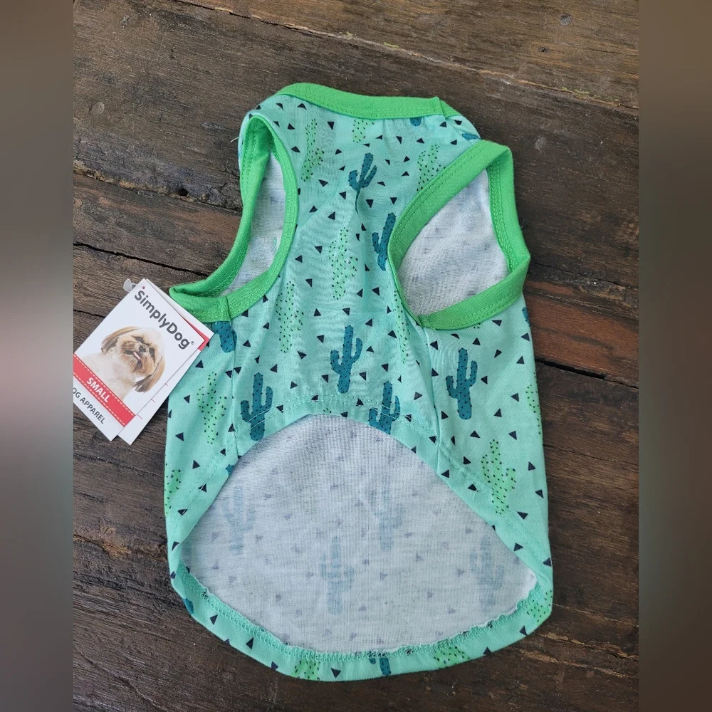 NWT Simply Dog Green Cactus Print Dog Shirt